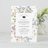 Waterverf Meadow Wildflower Boho Graduation Party Kaart (Staand voorkant)