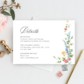 Waterverf Meadow Wildflower Boho trouwgegevens Informatiekaartje