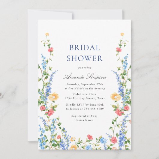 Waterverf Meadow Wildflower Boho Vrijgezellenfeest Kaart (Voorkant)