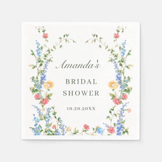 Waterverf Meadow Wildflower Boho Vrijgezellenfeest Servet (Voorkant)