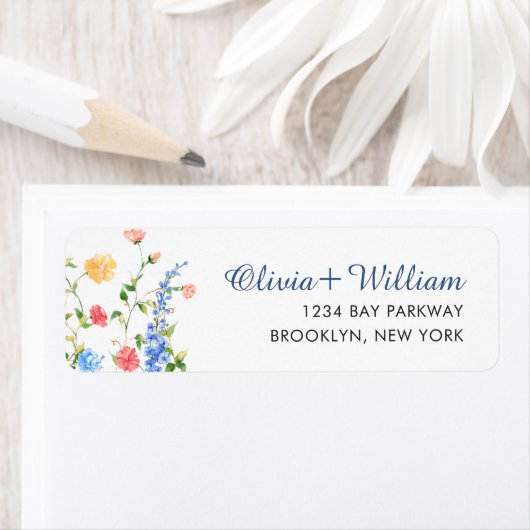 Waterverf Meadow Wildflower Boho Wedding Etiket (Insitu)