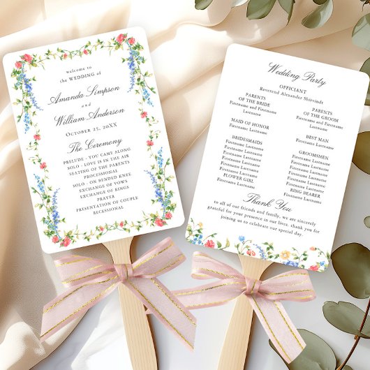 Waterverf Meadow Wildflower Boho Wedding Program Handwaaier