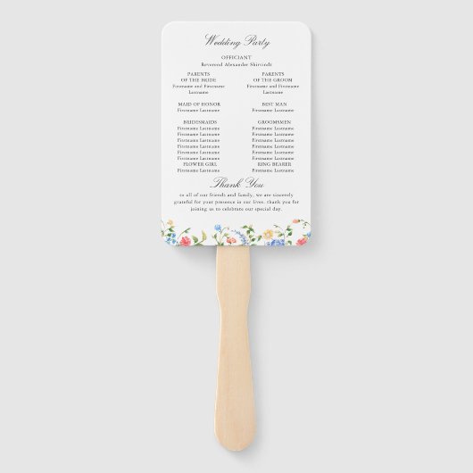 Waterverf Meadow Wildflower Boho Wedding Program Handwaaier (Achterkant)