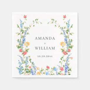 Waterverf Meadow Wildflower Boho Wedding Servet