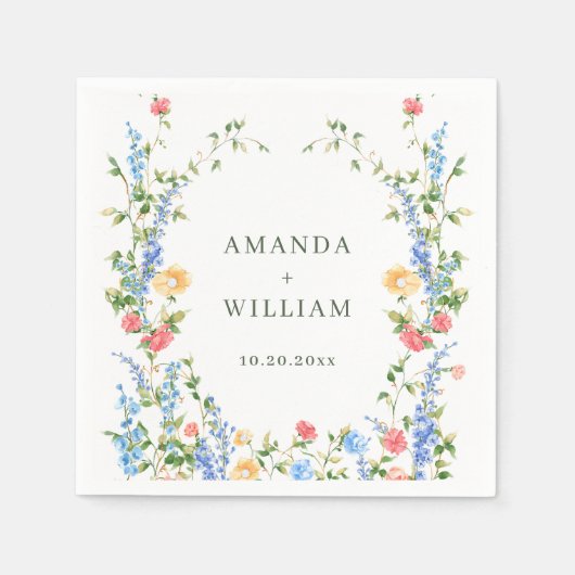 Waterverf Meadow Wildflower Boho Wedding Servet (Voorkant)