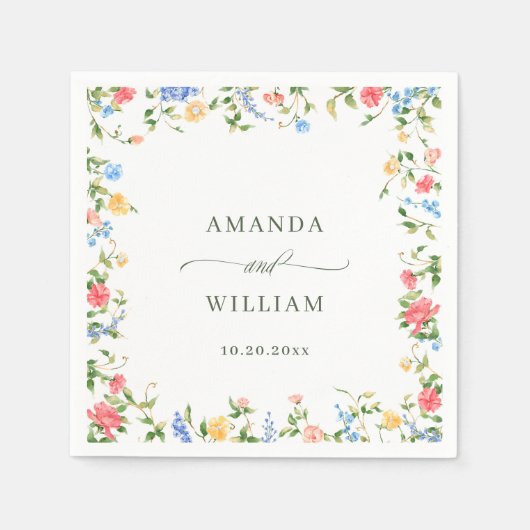 Waterverf Meadow Wildflower Boho Wedding Servet (Voorkant)