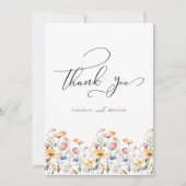 Waterverf Meadow Wildflower bruiloft dank u auto Bedankkaart (Voorkant)