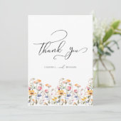 Waterverf Meadow Wildflower bruiloft dank u auto Bedankkaart (Staand voorkant)