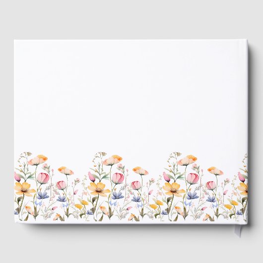 Waterverf Meadow Wildflower bruiloft Gastenboek (Achterkant)