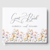 Waterverf Meadow Wildflower bruiloft Gastenboek (Voorkant)
