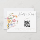 Waterverf Meadow Wildflower Bruiloft QR Code RSVP Kaartje (Voorkant)
