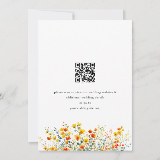 Waterverf Meadow Wildflower Bruiloft QR-code Save The Date (Achterkant)
