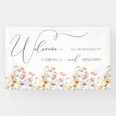 Waterverf Meadow Wildflower Bruiloft Welkom Spandoek (Horizontaal)