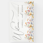 Waterverf Meadow Wildflower Bruiloft Welkom Spandoek (Verticaal)