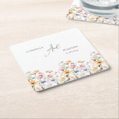 Waterverf Meadow Wildflower Classic Bruiloft Kartonnen Onderzetters (Schuin)