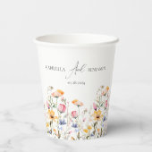 Waterverf Meadow Wildflower Classic Bruiloft Papieren Bekers (Achterkant)