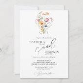 Waterverf Meadow Wildflower Eenvoudige bruiloft Kaart (Voorkant)