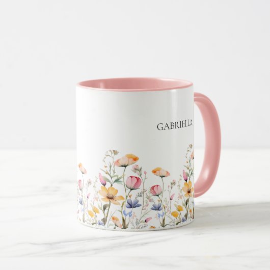 Waterverf Meadow Wildflower Moederdag Mok (Voorkant rechts)