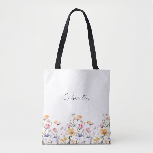 Waterverf Meadow Wildflower Moederdag Tote Bag (Voorkant)