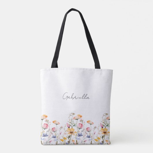 Waterverf Meadow Wildflower Moederdag Tote Bag (Achterkant)