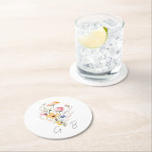 Waterverf Meadow Wildflower Monogram Bruiloft Ronde Kartonnen Onderzetter (Insitu)