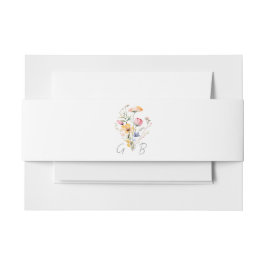 Waterverf Meadow Wildflower Monogram Bruiloft Uitnodigingen Wikkel