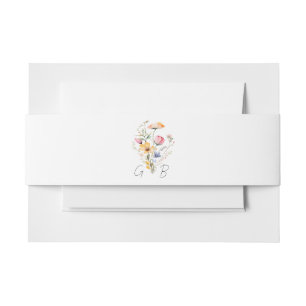 Waterverf Meadow Wildflower Monogram Bruiloft Uitnodigingen Wikkel