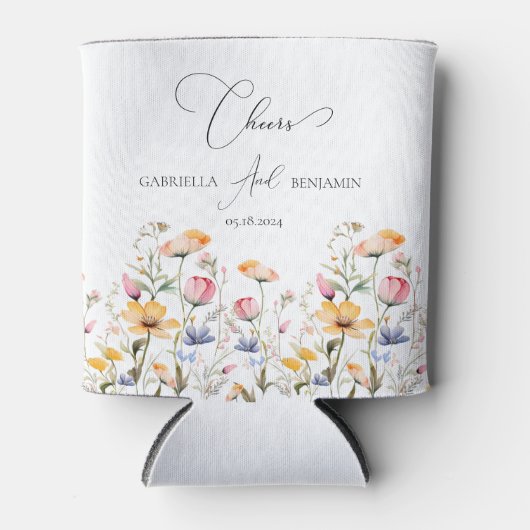 Waterverf Meadow Wildflower proost bruiloft Blikjeskoeler (Voorkant)