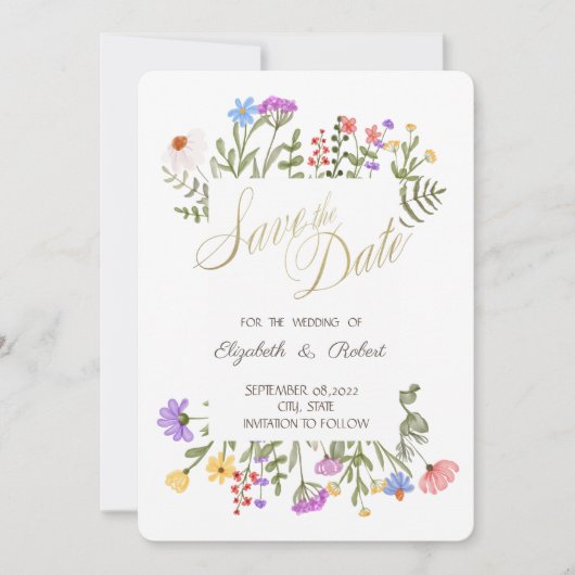 Waterverf Meadow Wildflower Save The Date (Voorkant)