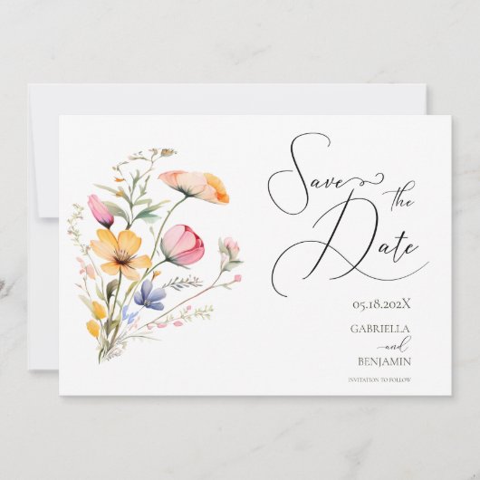 Waterverf Meadow Wildflower Save the Date Wedding (Voorkant)