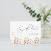 Waterverf Meadow Wildflower Save the Date Wedding Briefkaart (Staand voorkant)