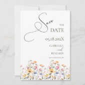 Waterverf Meadow Wildflower Save the Date Wedding Kaart (Voorkant)