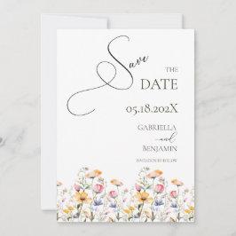 Waterverf Meadow Wildflower Save the Date Wedding Kaart