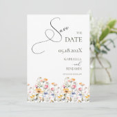 Waterverf Meadow Wildflower Save the Date Wedding Kaart (Staand voorkant)