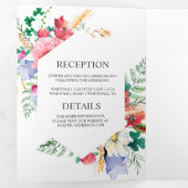 Waterverf Meadow Wildflower Wedding | Drieluik Uitnodiging (Binnenzijde eerst)