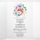 Waterverf Meadow Wildflower Wedding | Drieluik Uitnodiging (Binnenkant midden)