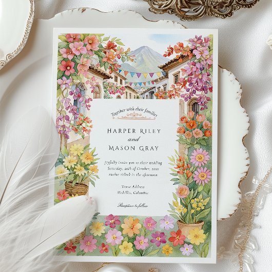 Waterverf Medellín Colombia Huwelijk Kaart