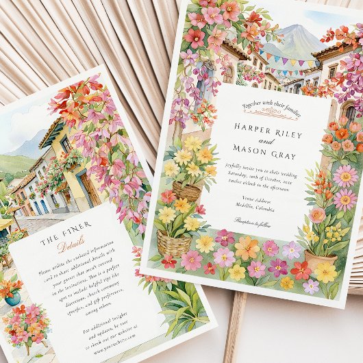 Waterverf Medellín Colombia Huwelijk Kaart