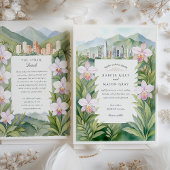 Waterverf Medellín Colombia Orchideeën Huwelijk Kaart