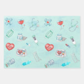 Waterverf Medisch Dokter Verpleegkundige Thema Inpakpapier Vel (Voorkant 2)