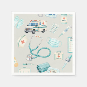 Waterverf Medisch Dokter Verpleegster Feest Servet
