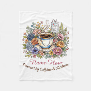 Waterverf Medische Koffie Bloemige Gepersonaliseer Fleece Deken