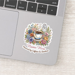 Waterverf Medische Koffie Bloemige Gepersonaliseer Sticker