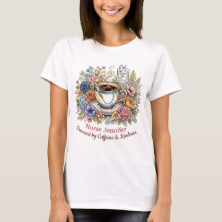Waterverf Medische Koffie Bloemige Gepersonaliseer T-shirt