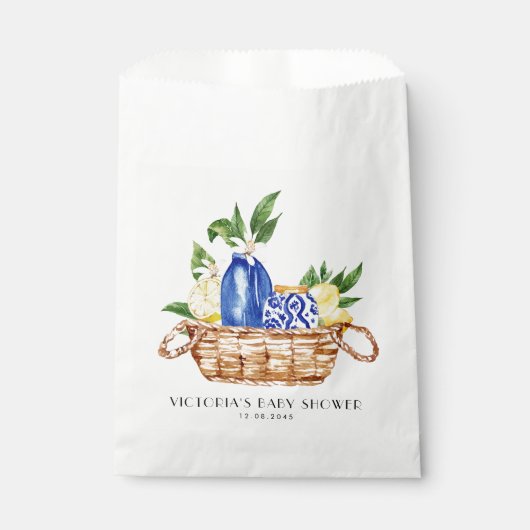 Waterverf mediterraan Baby shower Bedankzakje (Voorkant)