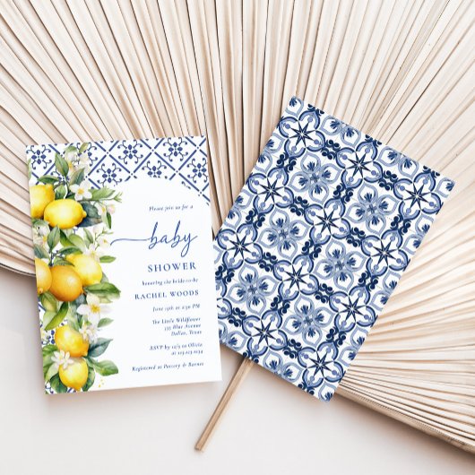 Waterverf mediterraan citroen Baby shower Kaart