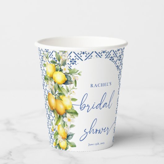 Waterverf mediterraan citroen Vrijgezellenfeest Papieren Bekers (Voorkant)