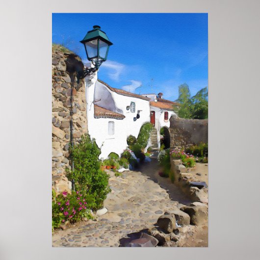 Waterverf mediterraan dorp poster (Voorkant)