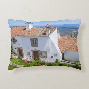 Waterverf mediterraan huis accent kussen
