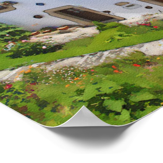 Waterverf mediterraan huis poster (Hoek)